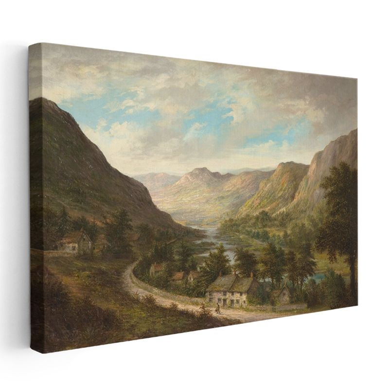 Alfred de Breanski - Dağ Vadisi Yerleşimi Kanvas Tablo