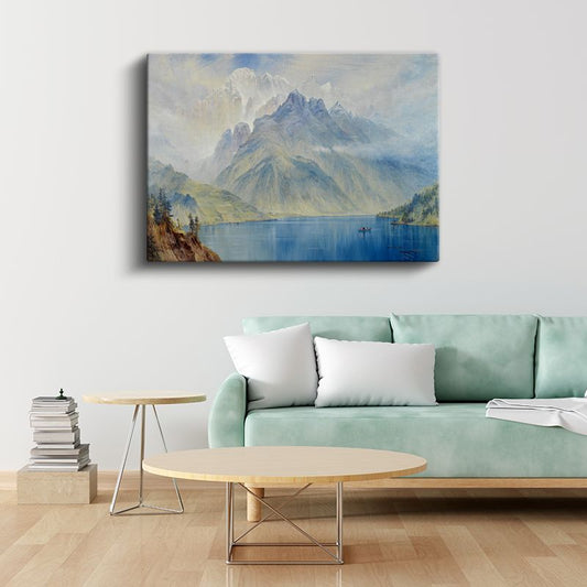 Albert Bierstadt - Dağ Gölü Manzarası Kanvas Tablo