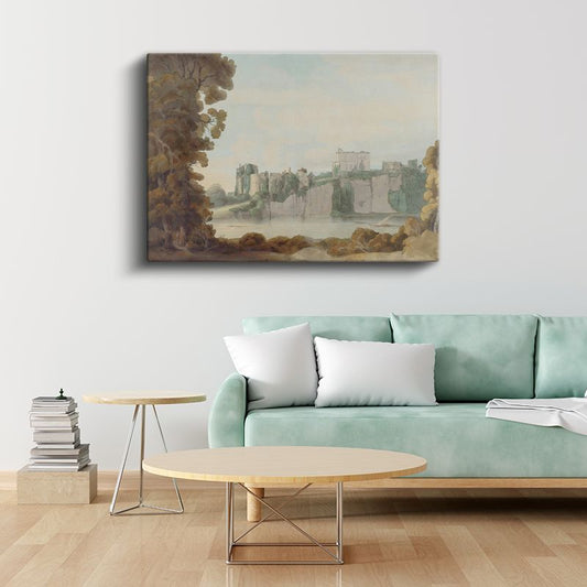 Thomas Girtin - Nehir Kıyısındaki Kale Kanvas Tablo