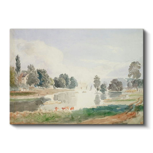 Thomas Girtin - Nehir Kıyısı Manzarası Kanvas Tablo