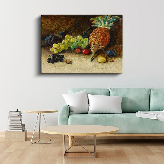 William Henry Hunt - Meyveler ve Ananas Natürmortu Kanvas Tablo