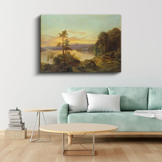 Albert Bierstadt - Göl Manzarası Kanvas Tablo
