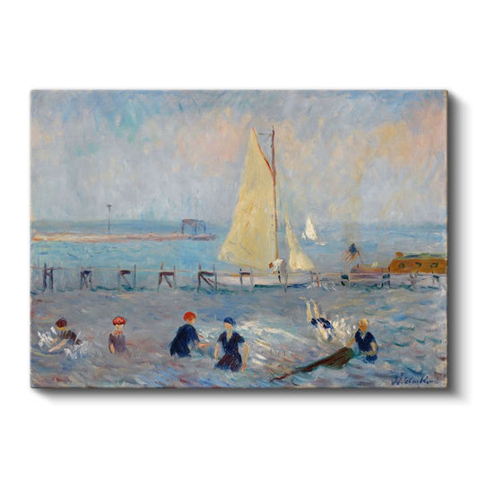 William Glackens - Plajda Yüzenler Kanvas Tablo