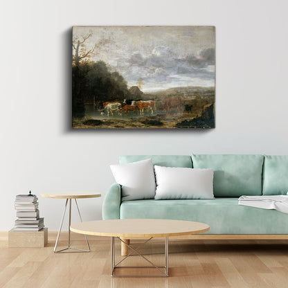 Aelbert Cuyp - Nehir Kenarında İnekler Kanvas Tablo