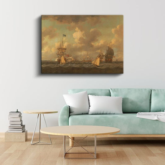 Willem van de Velde - Deniz Savaşı Manzarası Kanvas Tablo