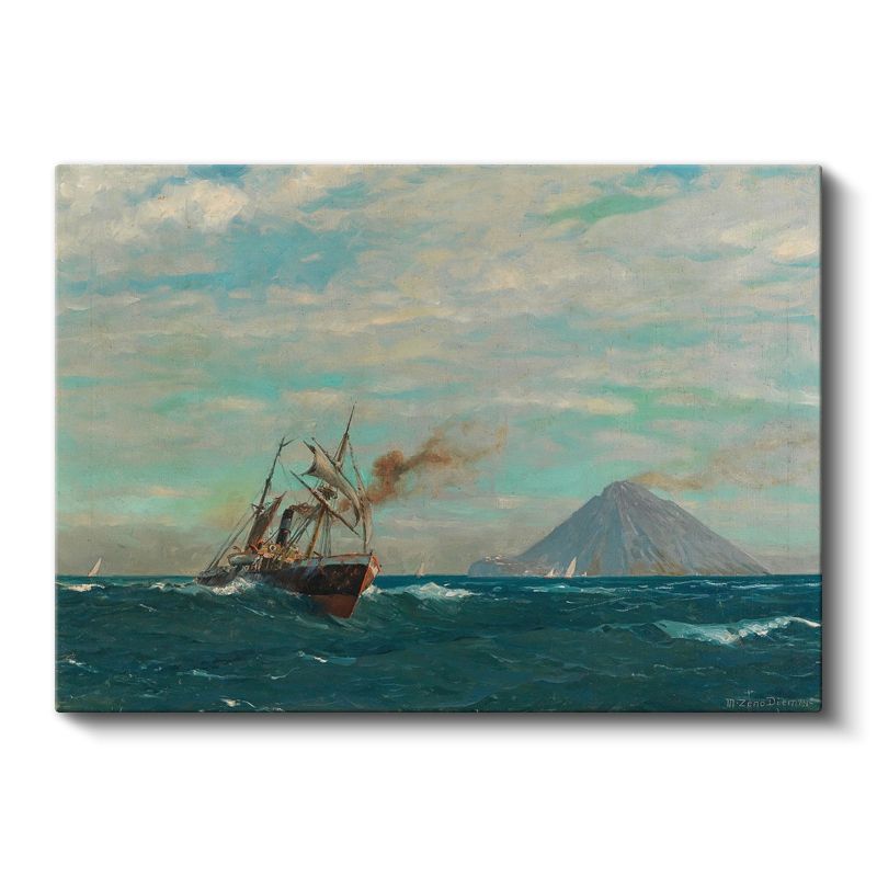 Albert Bierstadt - Denizde Buharlı Gemi Kanvas Tablo