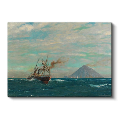Albert Bierstadt - Denizde Buharlı Gemi Kanvas Tablo