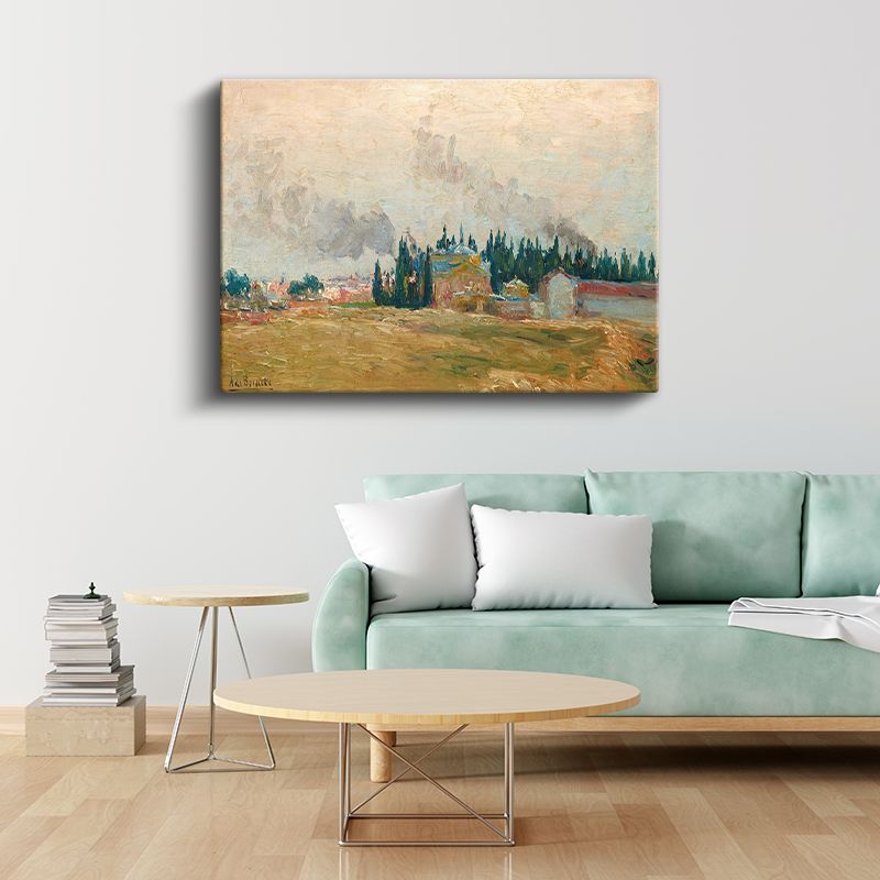 Albert Braut - Servi Ağaçlı Kır Manzarası Kanvas Tablo