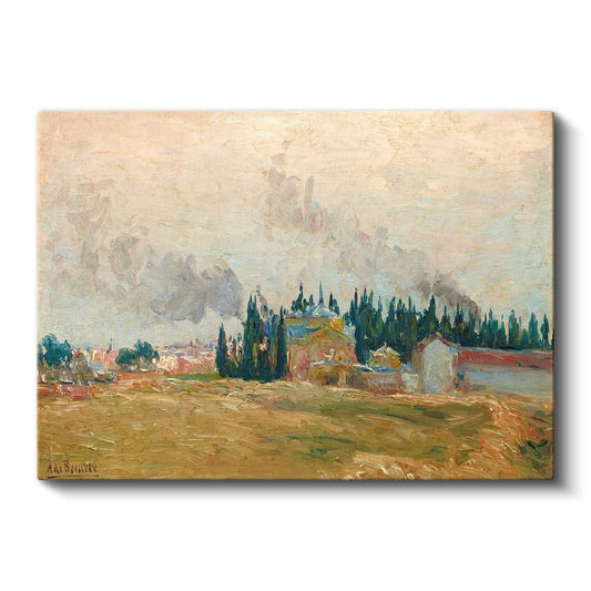 Albert Braut - Servi Ağaçlı Kır Manzarası Kanvas Tablo