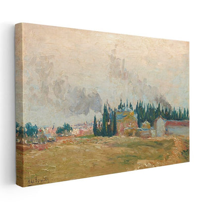 Albert Braut - Servi Ağaçlı Kır Manzarası Kanvas Tablo