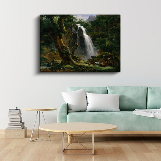Thomas Moran - Şelale Manzarası Kanvas Tablo