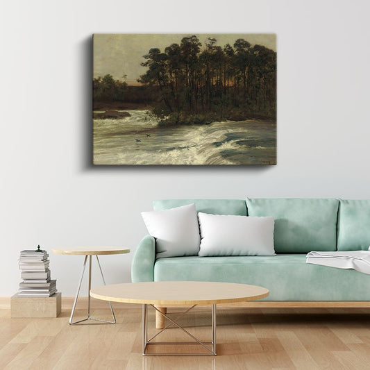 William Shayer - Orman Kenarında Akan Nehir Kanvas Tablo