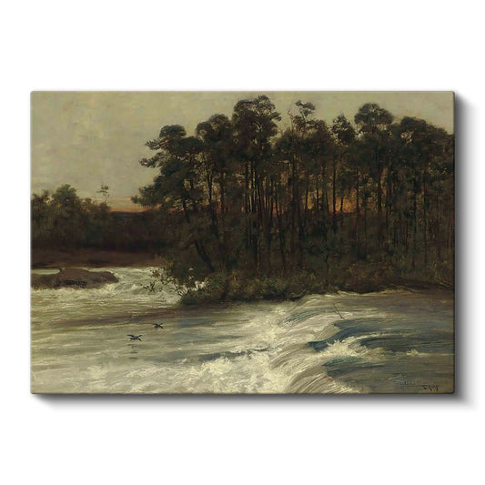 William Shayer - Orman Kenarında Akan Nehir Kanvas Tablo