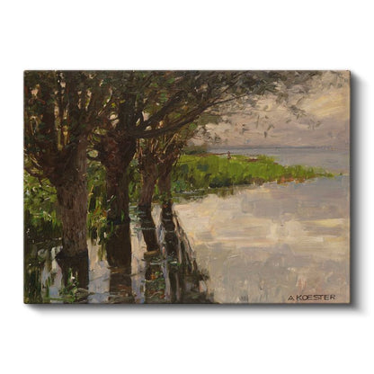 Alexander Koester - Göl Kenarında Ağaçlar Kanvas Tablo