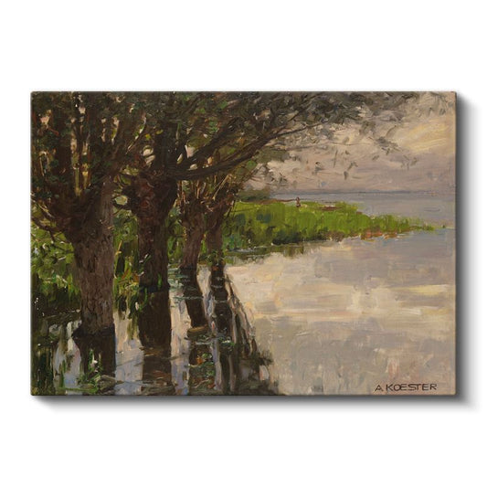 Alexander Koester - Göl Kenarında Ağaçlar Kanvas Tablo