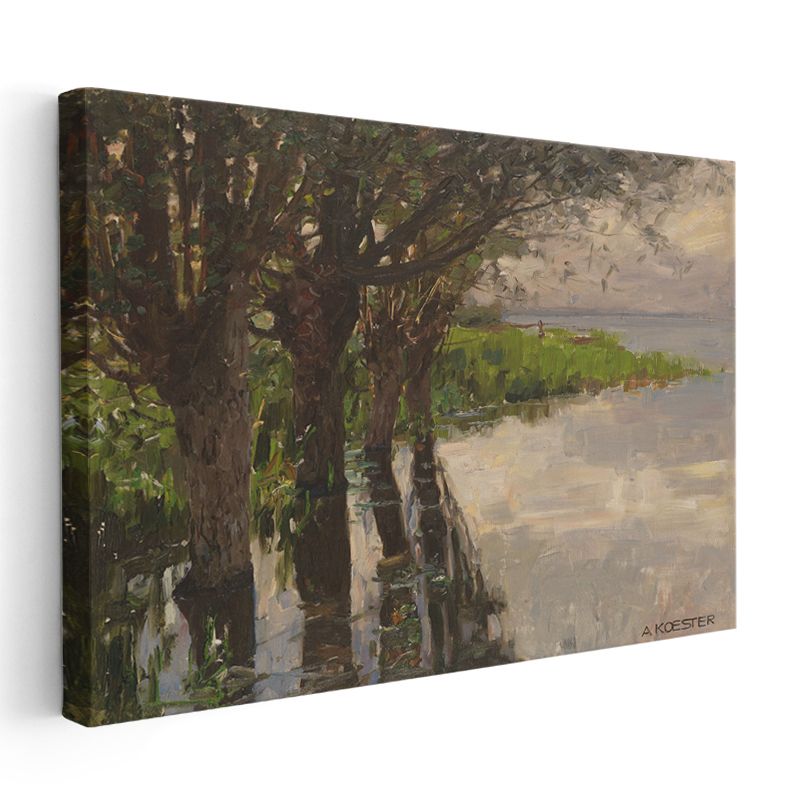 Alexander Koester - Göl Kenarında Ağaçlar Kanvas Tablo