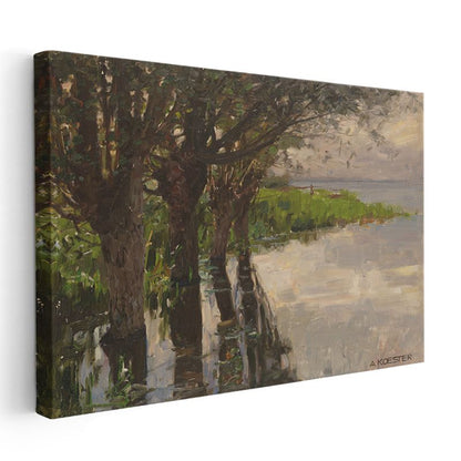 Alexander Koester - Göl Kenarında Ağaçlar Kanvas Tablo
