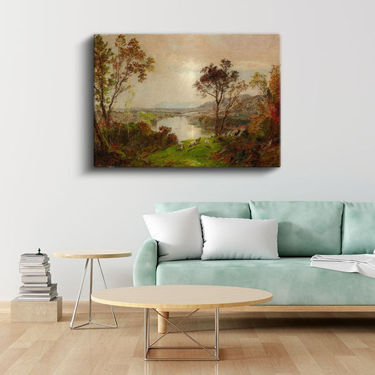 Thomas Cole - Pastoral Vadi Manzarası Kanvas Tablo