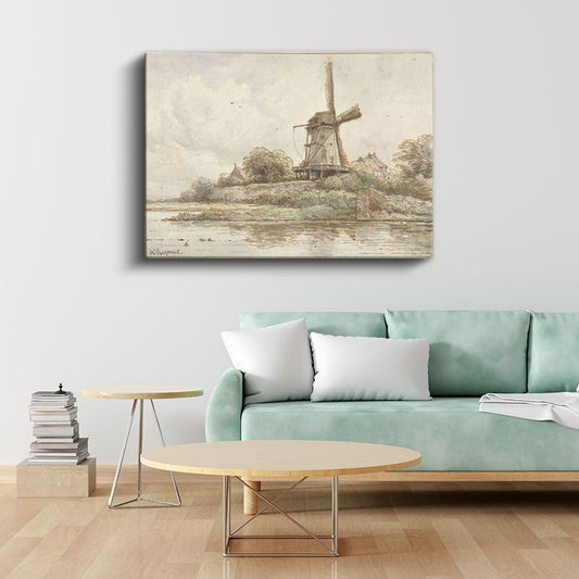 Jan van Goyen - Değirmen Manzarası Kanvas Tablo