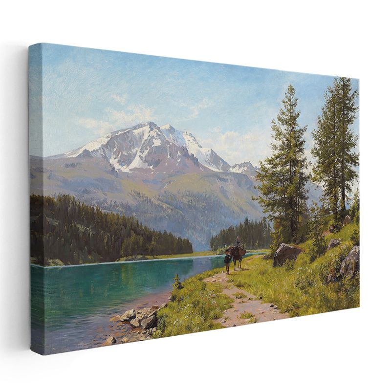 Albert Bierstadt - Dağ Gölü Manzarası Kanvas Tablo