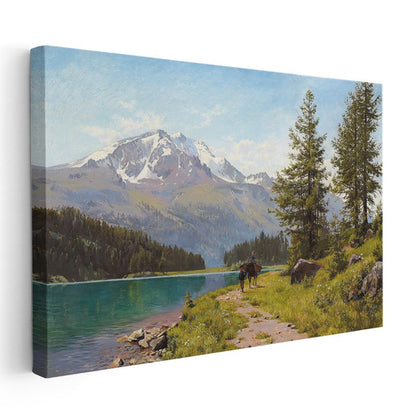 Albert Bierstadt - Dağ Gölü Manzarası Kanvas Tablo