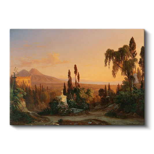 Carl Rottmann - Napoli Körfezi Günbatımı Kanvas Tablo