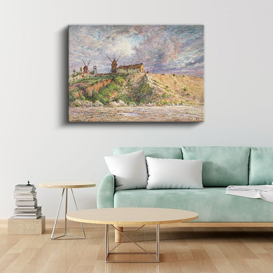 Ferdinand Perrot - Tepedeki Değirmenler Kanvas Tablo