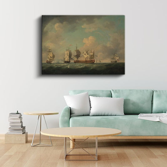 Willem van de Velde - Deniz Savaşı Kanvas Tablo