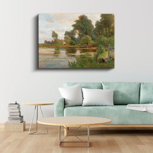 Henri Harpignies - Nehir Kıyısı Kanvas Tablo