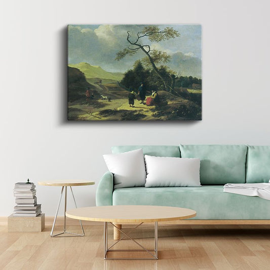 Jan van Goyen - Kırsal Yolda Yolcular Kanvas Tablo