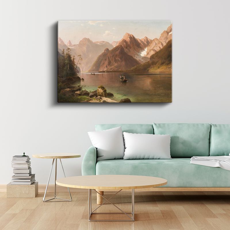 Albert Bierstadt - Dağ Gölü Manzarası Kanvas Tablo