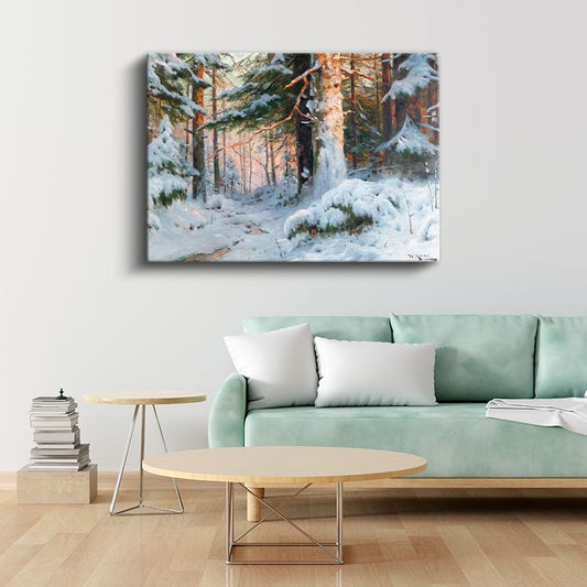 Wilhelm Mende - Karlı Orman Manzarası Kanvas Tablo