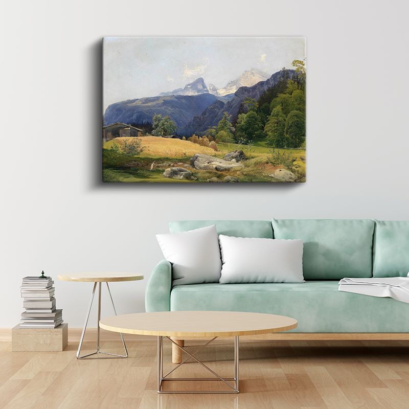 Albert Bierstadt - Alp Dağları Manzarası Kanvas Tablo
