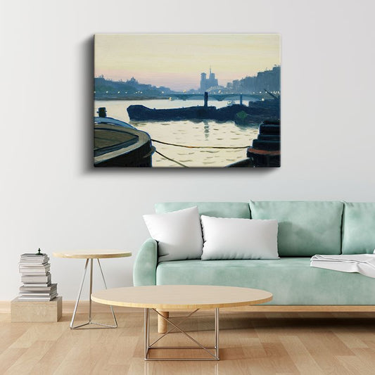 Edward Hopper - Seine Nehri Gece Görünümü Kanvas Tablo