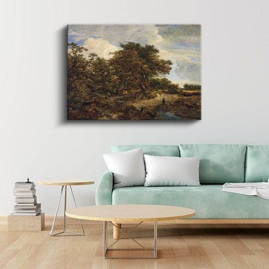 Jacob van Ruisdael - Meşe Ağaçlı Kırsal Manzara Kanvas Tablo
