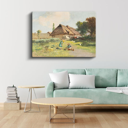 David Teniers - Kır Evi Önünde Çocuklar Kanvas Tablo