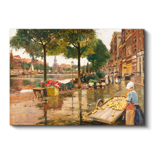 Heinrich Hermanns - Çiçek Pazarı Kanvas Tablo