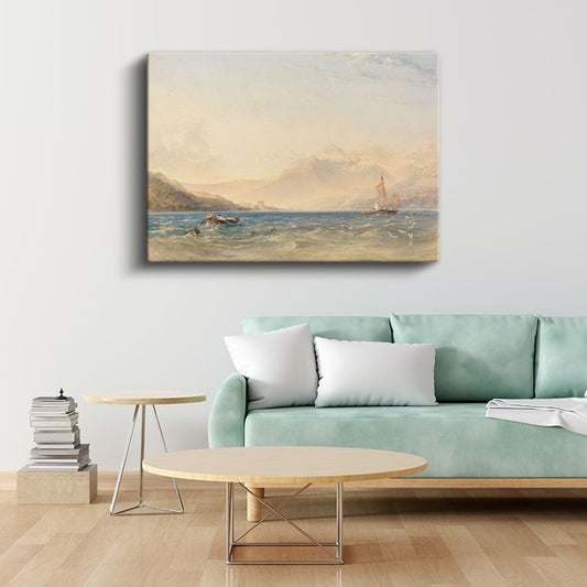 J.M.W. Turner - Dağlık Göl Manzarası Kanvas Tablo