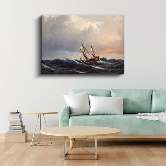 Ivan Aivazovsky - Fırtınalı Denizde Yelkenli Kanvas Tablo