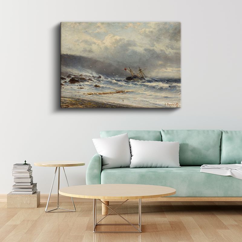 Alexei Petrovich Bogolubov - Fırtınalı Denizde Gemi Kanvas Tablo