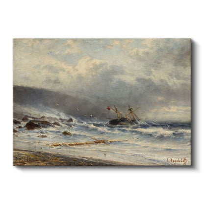 Alexei Petrovich Bogolubov - Fırtınalı Denizde Gemi Kanvas Tablo