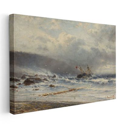 Alexei Petrovich Bogolubov - Fırtınalı Denizde Gemi Kanvas Tablo