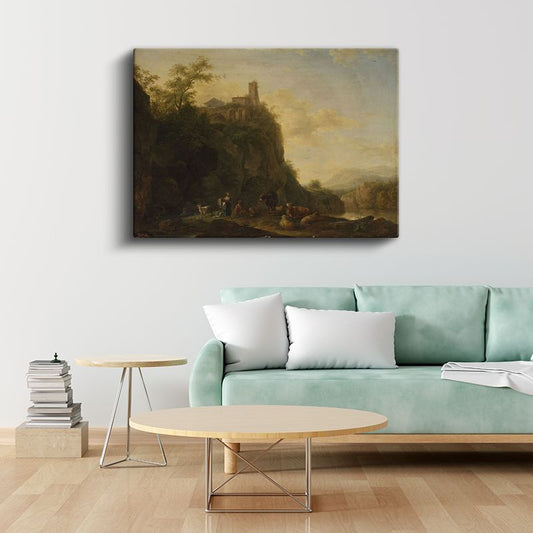 Claude Lorrain - Kayalıklarda Çoban Kanvas Tablo