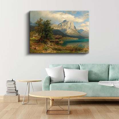 Albert Bierstadt - Dağ Gölü Manzarası Kanvas Tablo
