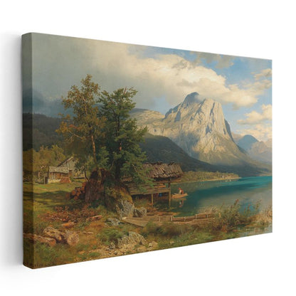 Albert Bierstadt - Dağ Gölü Manzarası Kanvas Tablo