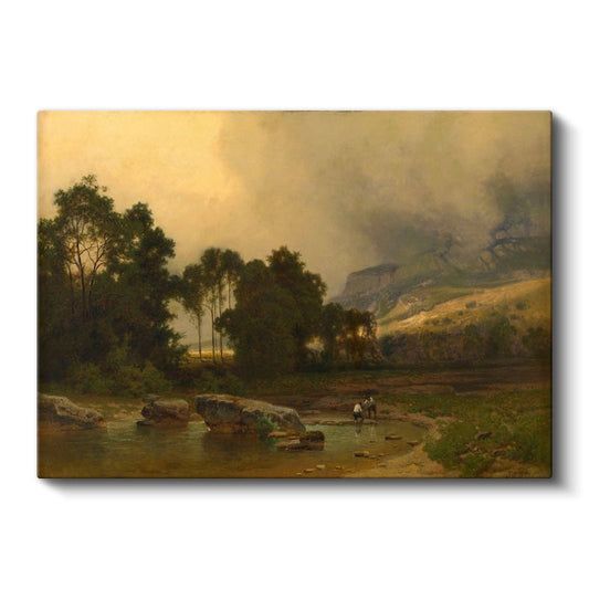 George Inness - Nehir Kenarı Manzarası Kanvas Tablo