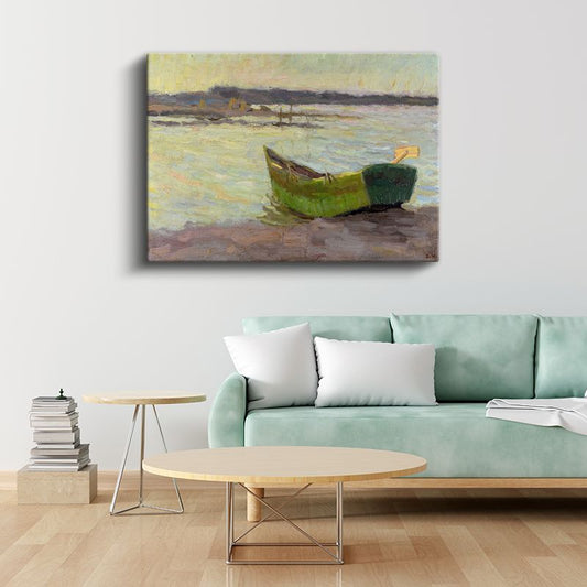 Claude Monet - Yeşil Tekne Manzarası Kanvas Tablo