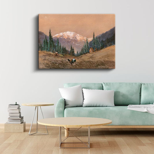 Thomas Moran - Dağ Manzarası Kanvas Tablo