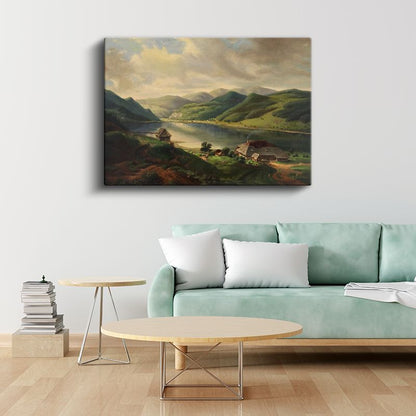 Albert Bierstadt - Alp Dağları Manzarası Kanvas Tablo