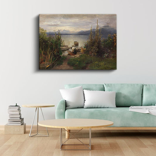 Hans Gude - Göl Manzarası Kanvas Tablo